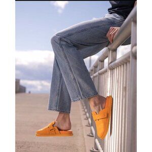 Greats Classon Unisex Yellow Orange Chrome Free Leather Slip On Clogs Shoes S 14